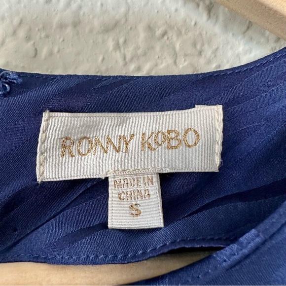 Ronny Kobo Shanaya Drape Mini Dress Navy Zebra - Picture 10 of 12